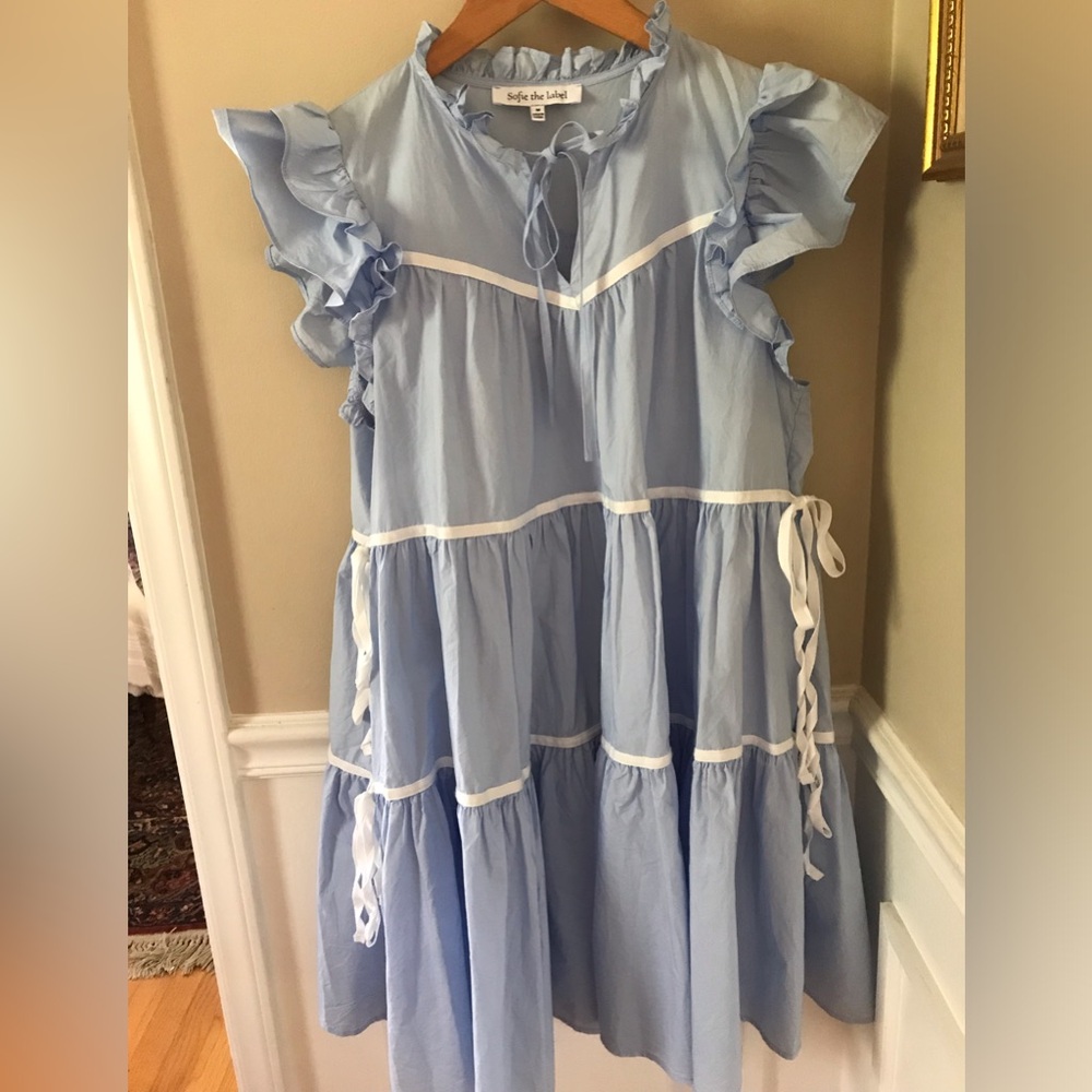 Sophie the Label Baby Blue Babydoll Dress with Ruffles Medium